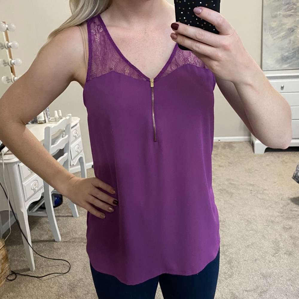 Express purple lace tank top